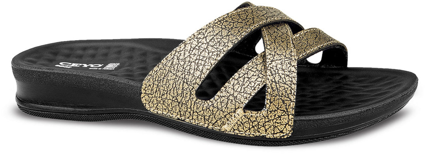 Ceyo Womens Sandal 9942-1 in Gold and Black