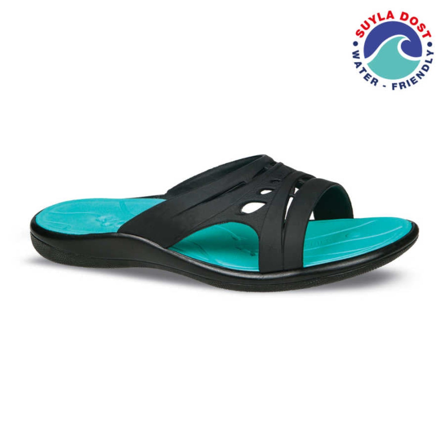 Ceyo Womens Sliders NEW-SPLASH-Z Black and Green